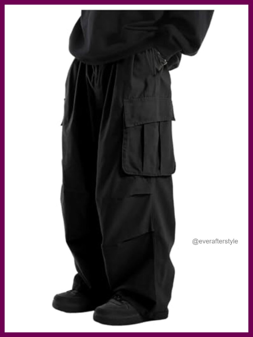 Men's Baggy Cargo Pants Drawstring Parachute Pants with Pockets